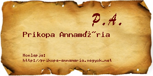 Prikopa Annamária névjegykártya